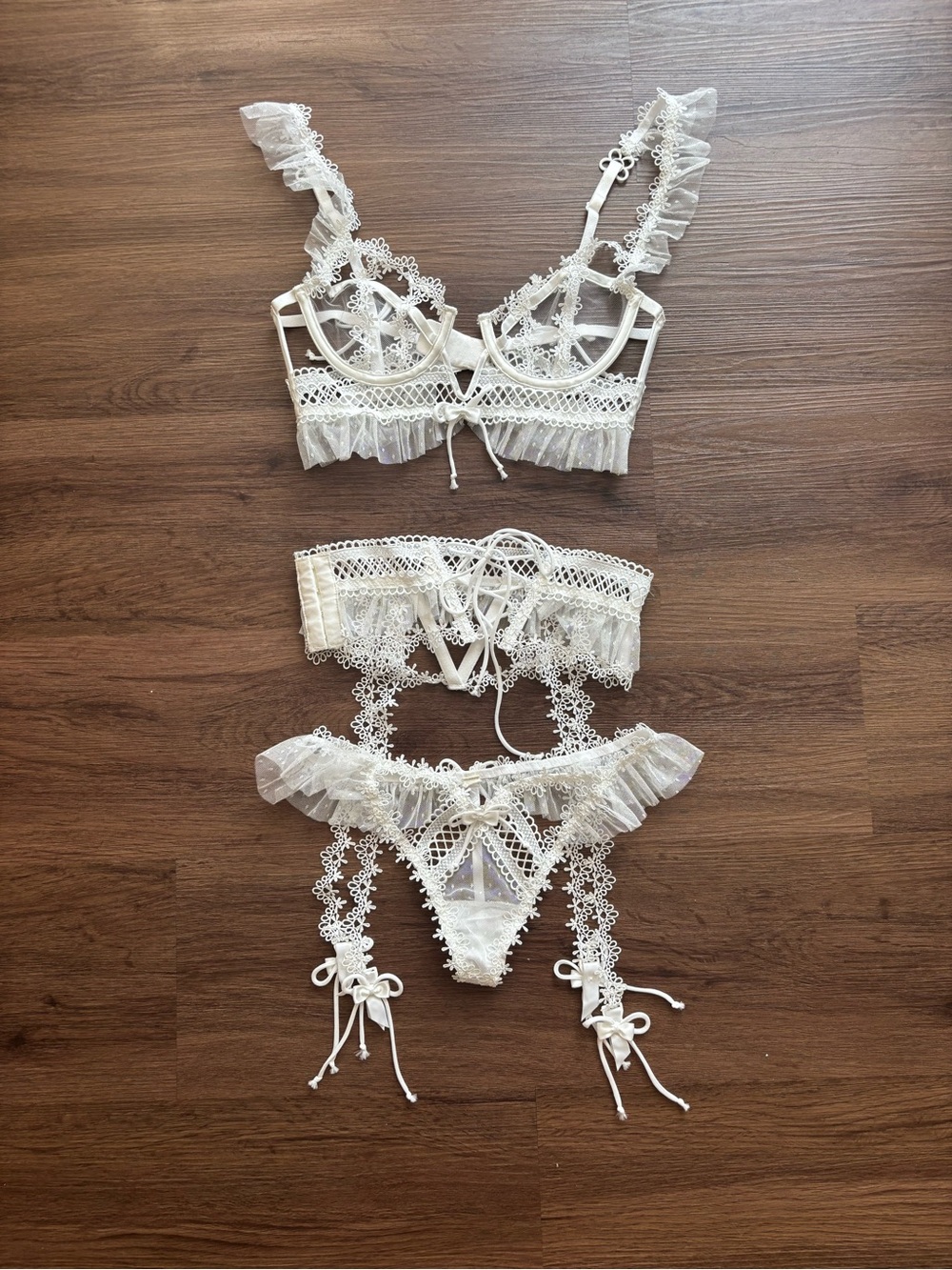 For Love & Lemons 3 Piece Bridal Lingerie Set